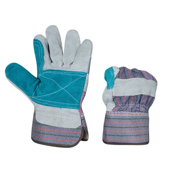 Cowhide leather Double Palm OS Gloves 1Pair for farming Outdoor Industrial work - Picture 4 of 10